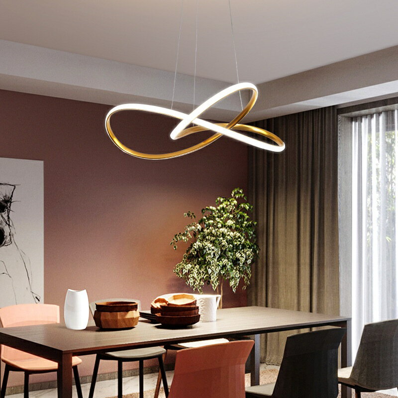 北歐客廳吊燈後現代簡約創意圓環幾何線條燈個性餐廳臥室藝術燈具