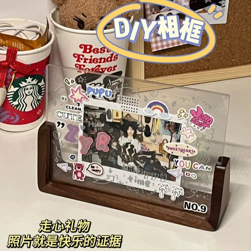 拍立得亞克力懸浮相框空框diy桌面擺臺件高階感手工紀念冊展示框【尚宜家居】