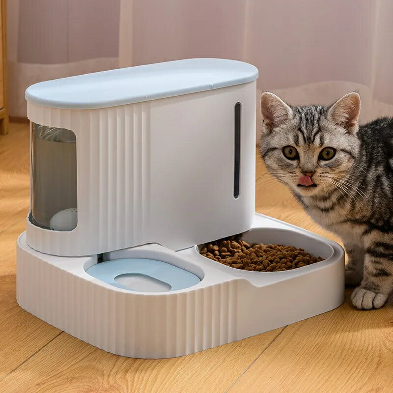 貓碗雙碗自動飲水喂食貓食盆狗狗碗貓咪水碗防打翻狗飯盆寵物用品