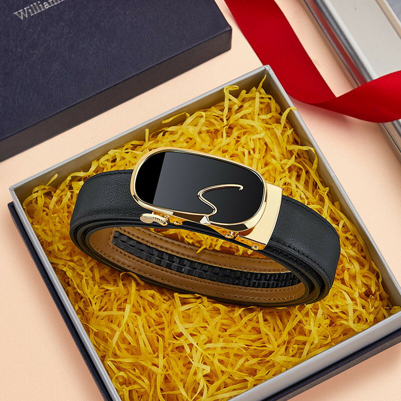 【喜挖】英皇保羅皮帶真皮女頭層牛皮自動扣簡約女士皮帶百搭牛仔腰帶