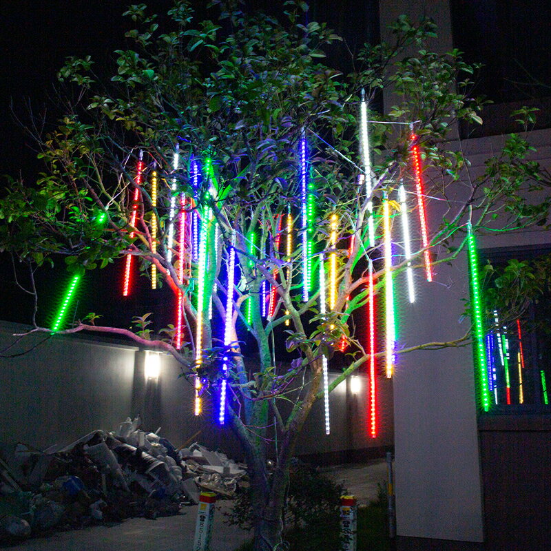 過年流星雨led燈七彩燈串燈滿天星戶外防水亮化掛樹上裝飾樹燈