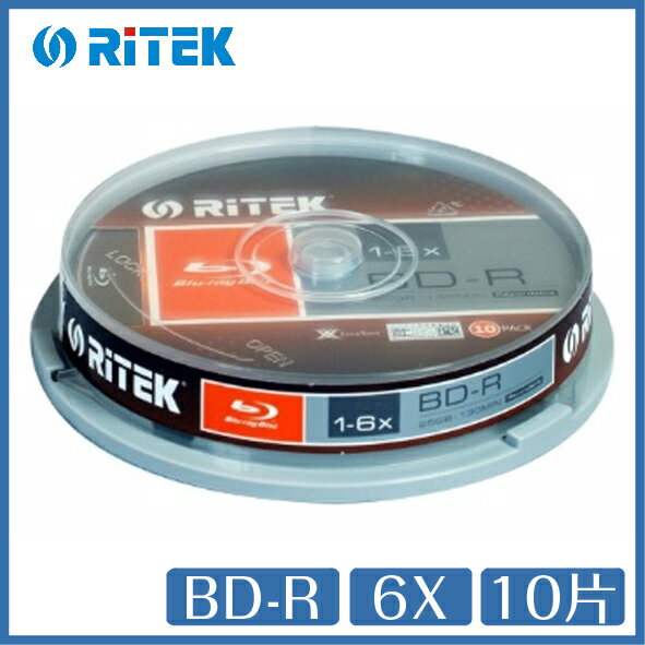 【9%點數】錸德 RITEK blu-ray BD-R 6X 10片桶裝 光碟 BD 藍光片 空白光碟片【APP下單9%點數回饋】【限定樂天APP下單】