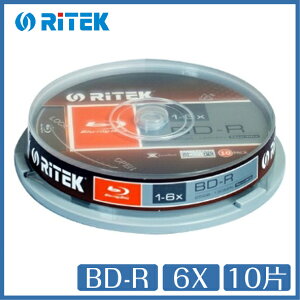 【超取免運】錸德 RITEK blu-ray BD-R 6X 10片桶裝 光碟 BD 藍光片 空白光碟片