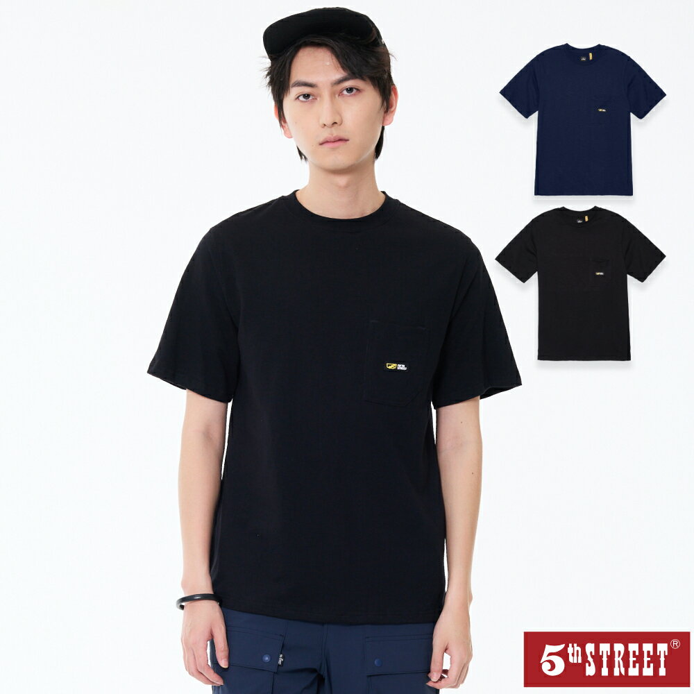 男裝 短T 簡約基本T 貼袋 短袖T恤 TEE 上衣 黑色 (571075) 【5th STREET】【全館滿$3000贈環保餐具收納袋】 ★夏季新系列 父親節送禮