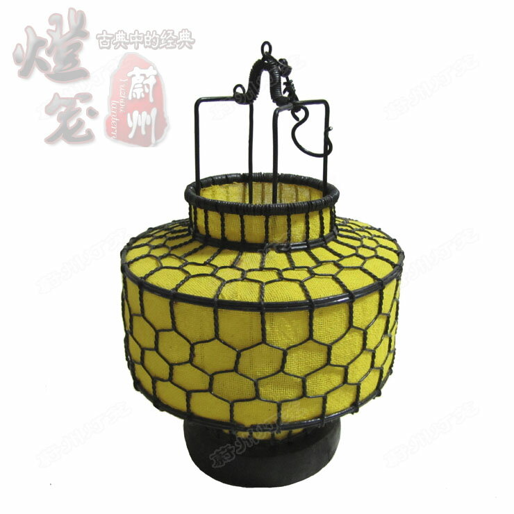 古典素花小扁圓燈 燈籠擺件手工編織鐵絲燈 工藝品 仿古\田園定做