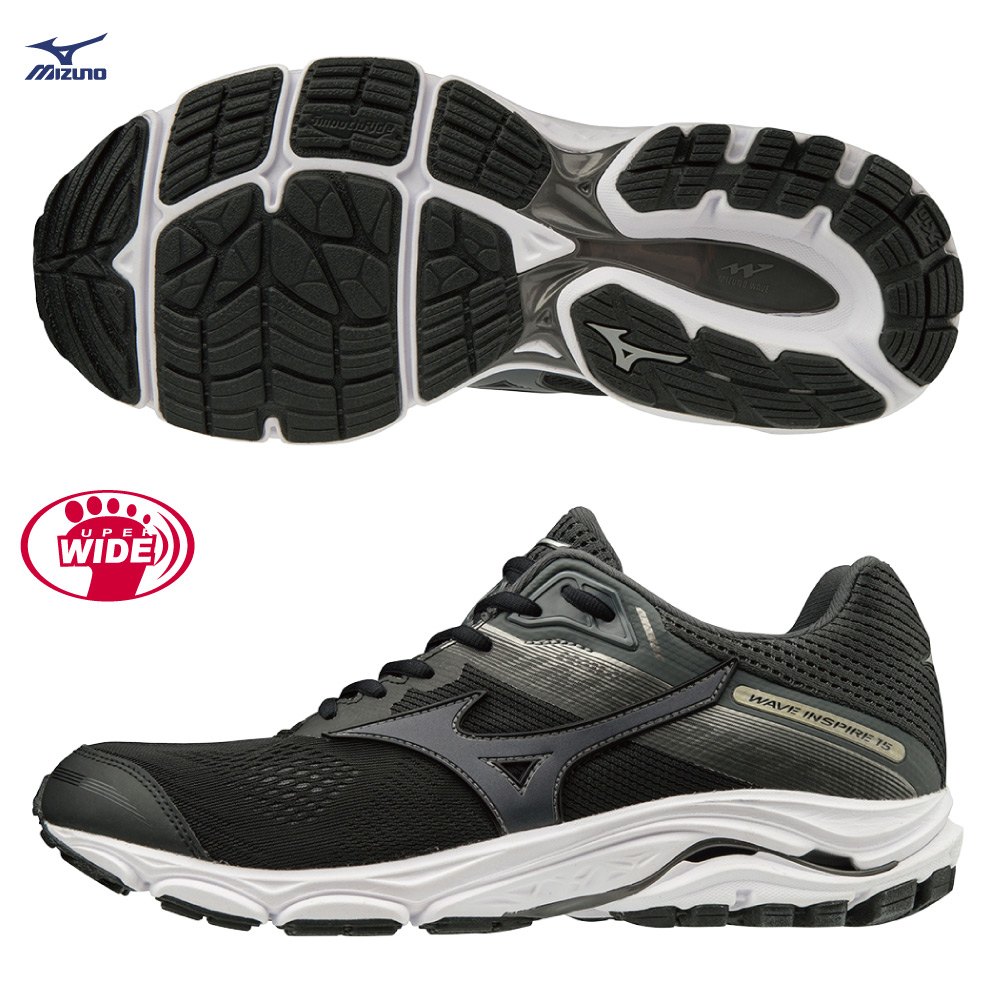 MIZUNO WAVE INSPIRE 15 男鞋 慢跑 多功能 LOGO反光 避震 黑【運動世界】J1GC194551【APP限定 | 單筆滿799元結帳輸入序號『GT-MEN1906』再折70元】