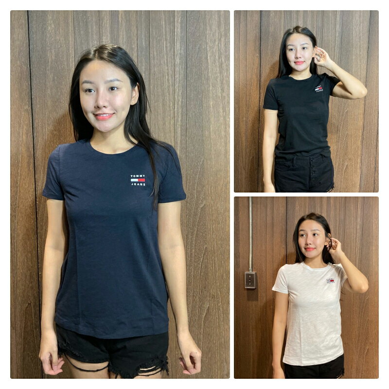 美國百分百【全新正品】 Tommy Hilfiger T恤 TH 女上衣 圓領 刺繡 短袖 小 LOGO 深藍 黑色 白色 BH54