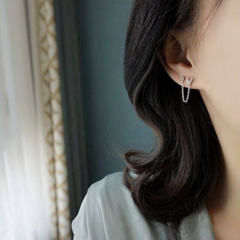 一耳兩洞耳釘兩耳洞純銀二環.2021年新款潮耳環潮酷女孩網紅一體 3