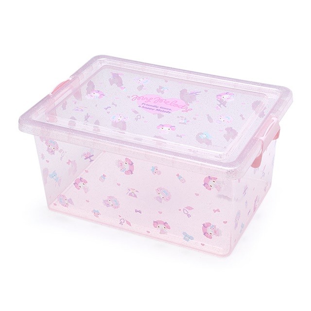 【震撼精品百貨】My Melody 美樂蒂~日本三麗鷗SANRIO 美樂蒂透明拿蓋收納箱 L 亮粉(粉滿版)*24099