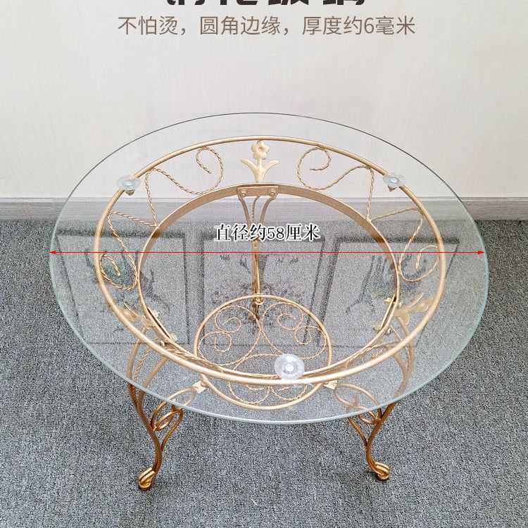 茶幾小圓桌鐵藝茶桌鋼化玻璃桌休閑陽臺簡約現代小戶型客廳小桌子WW101公司貨