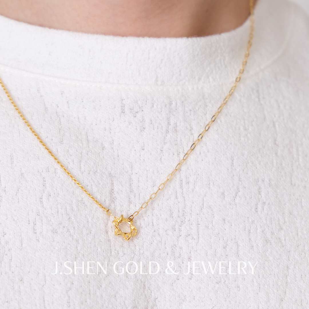 黃金六芒幸運星墜飾 星星墜飾 星星造型墜子 小星星墜子 黃金墜子 黃金墜飾 禮物 2