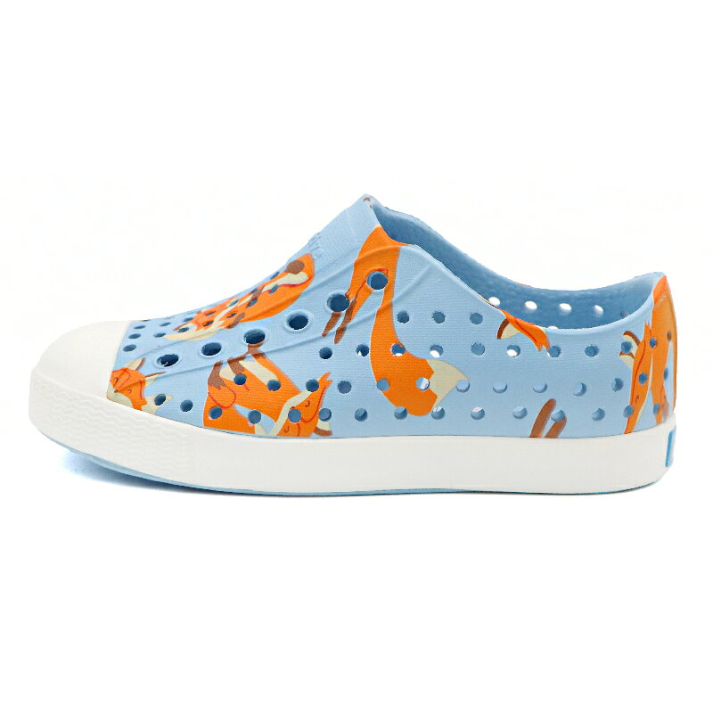 Native JEFFERSON PRINT 洞洞鞋 小童 狐狸 水藍 R8086(13100101-4974)