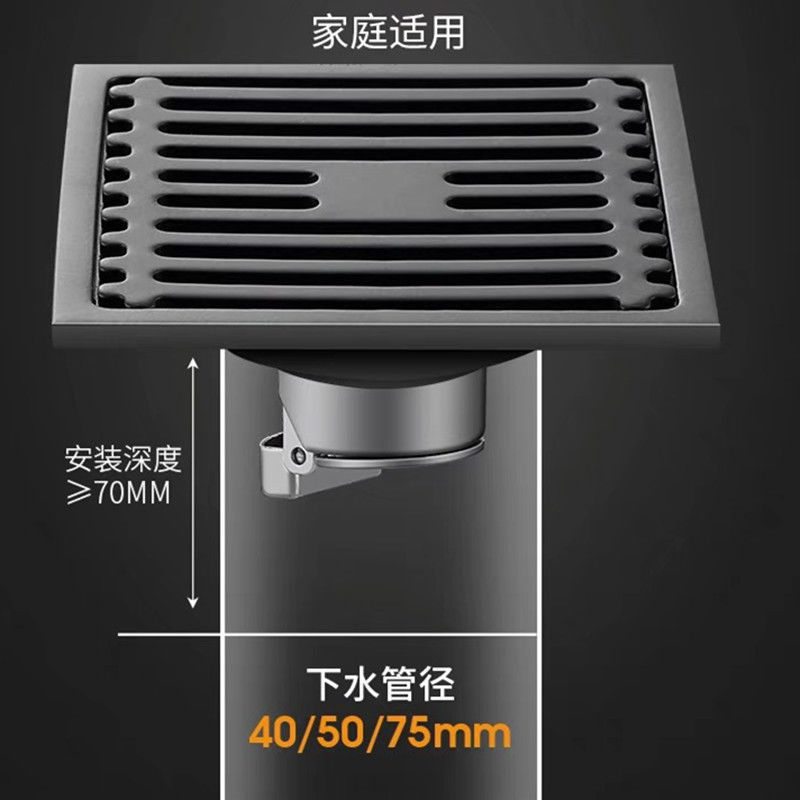附發票 落水頭 地漏 槍灰色方形地漏不銹鋼防臭防堵洗衣機地漏 廁所浴室陽臺竹排地漏