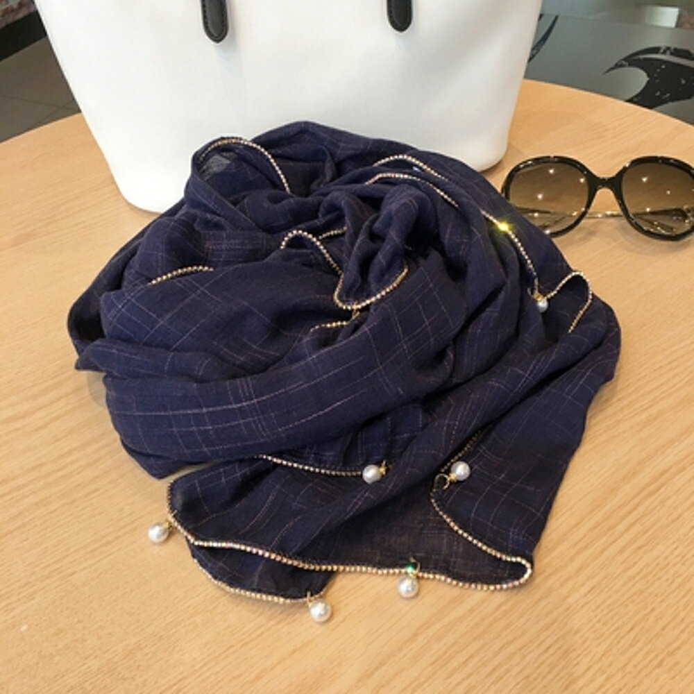 ✤宜家✤新款時尚棉質柔軟絲巾圍巾 文藝空調披肩 披肩圍巾89