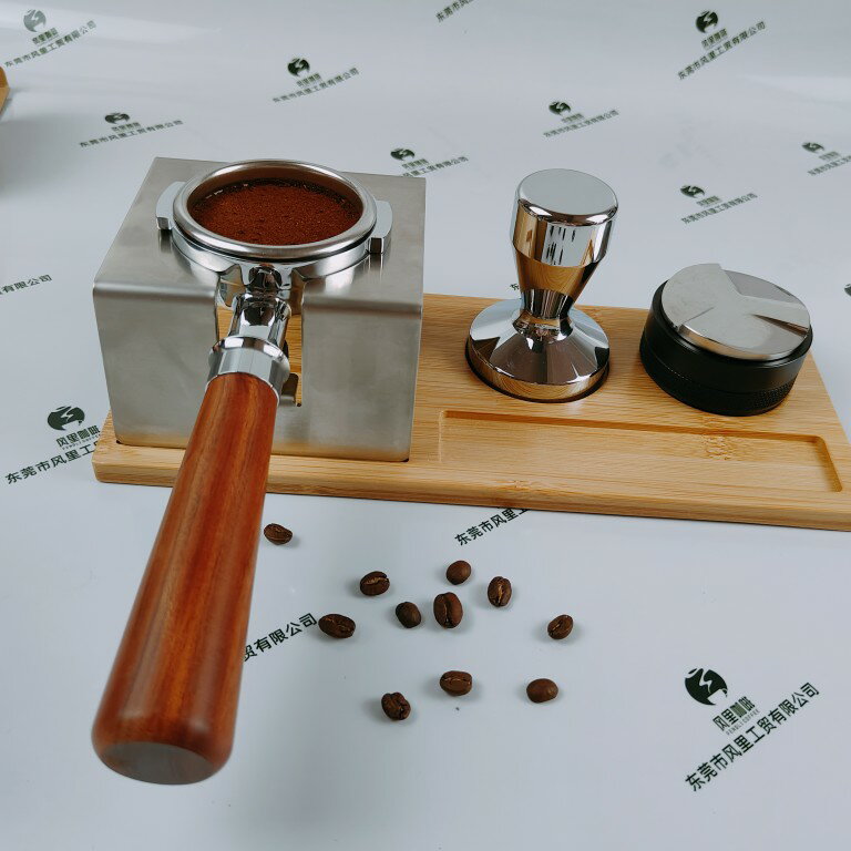 壓粉座 壓粉器 粉器墊子 咖啡壓粉器底座咖啡機手柄配套器具收納竹木填壓座布粉器座墊支架『ZW7620』