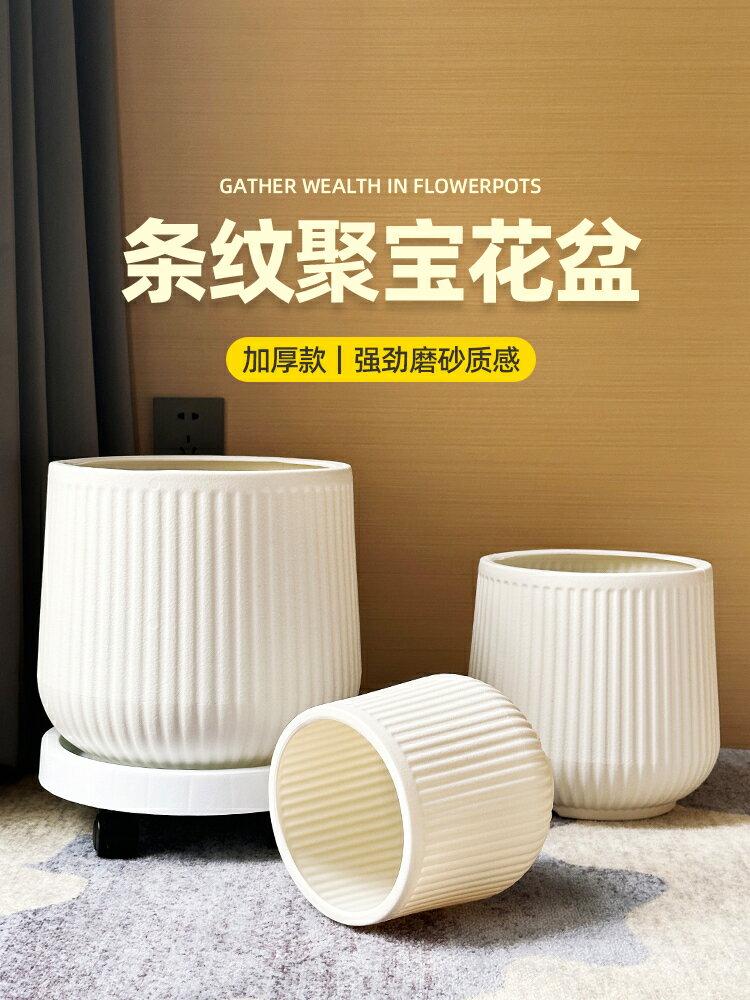塑膠花盆輕奢高階感發財樹盆景虎皮蘭蝴蝶蘭專用室內大型綠植盆/花盆/綠植盆/養植盆/養花盆/陶瓷盆/塑料盆