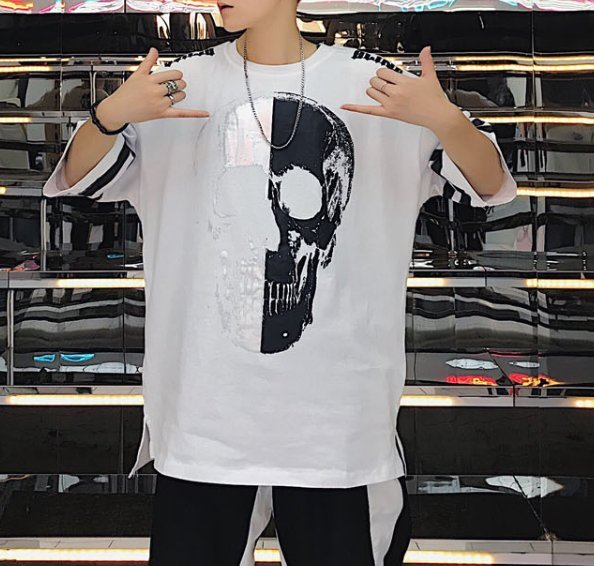 FINDSENSE H1 2018 夏季 新款 個性印花 高端 時尚 嘻哈 半袖 短袖 T恤 潮男