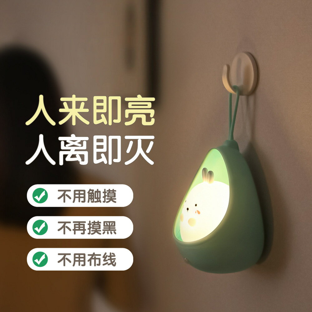 智能人體感應小夜燈USB充電氛圍床頭燈led創意硅膠感應燈「限時特惠」