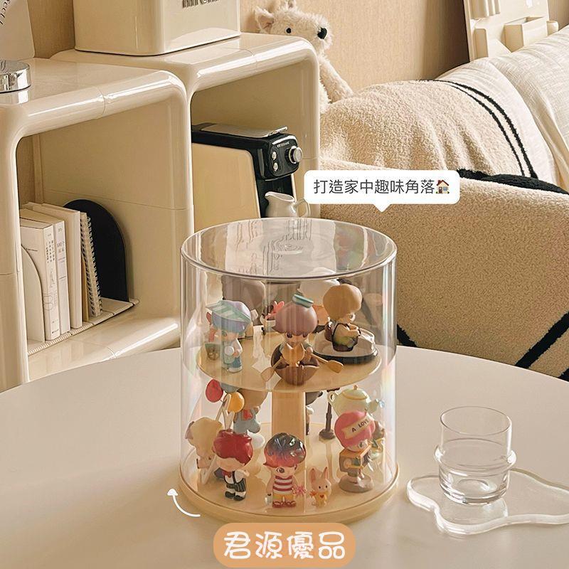 桌面展示架 泡泡瑪特手辦展示櫃旋轉盲盒收納展示架透明亞克力防塵公仔收納盒