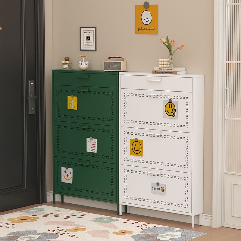 公司貨 免運/開發票 鋼制超窄鞋柜家用新款玄關門口大容量樓道收納極窄鋼制鐵藝斗柜 鞋櫃 鞋架 快速出貨P