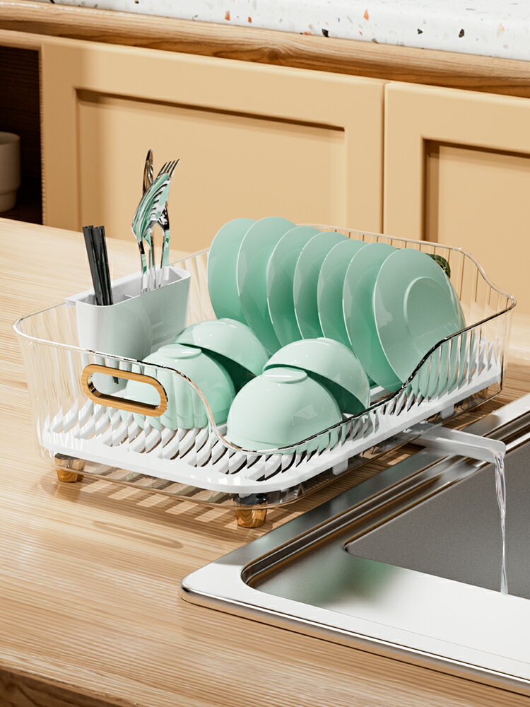 廚房置物架碗碟碗盤收納架瀝水架家用多功能放碗架碗筷輕奢收納盒