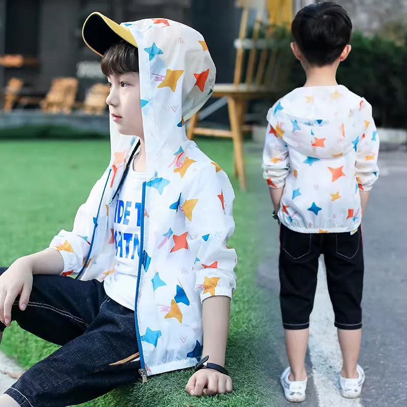 男童防曬衣 童裝防曬服 兒童防曬衣 中大童透氣防曬衣 薄款皮膚衣 兒童空調服 男孩薄款外套 兒童防曬外套【不二雜貨】