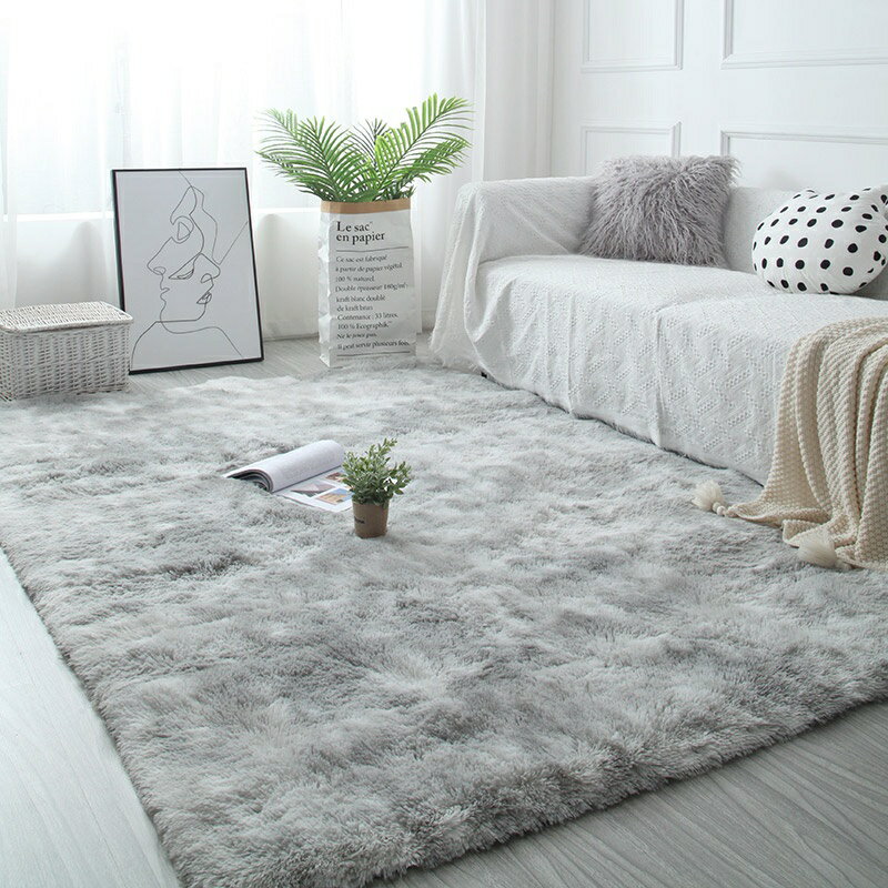 【多色可選】 北歐ins風現代簡約地毯 長毛扎染純色地毯 客廳臥室床邊門口榻榻米滿鋪地墊