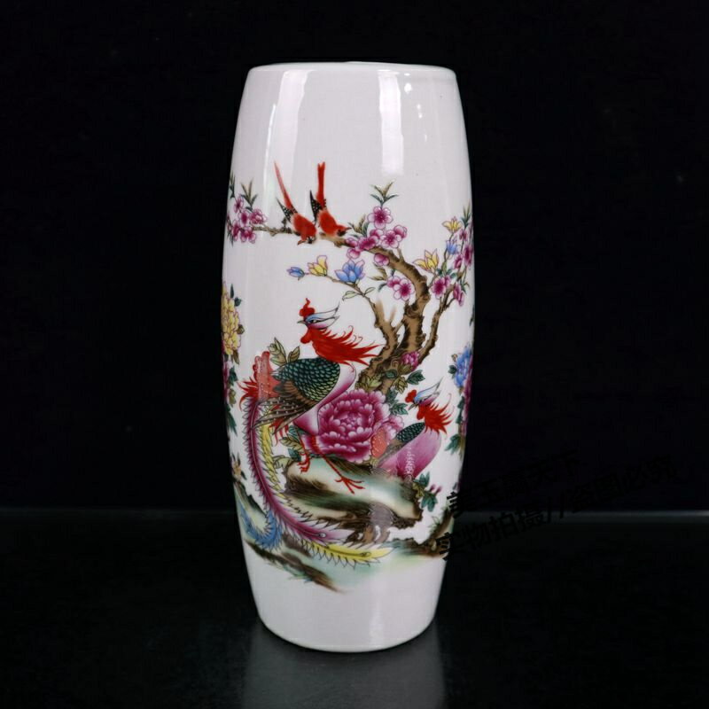景德鎮陶瓷器花瓶家居客廳裝飾擺件 孔雀圖 鳳凰花插花瓶花鳥花瓶
