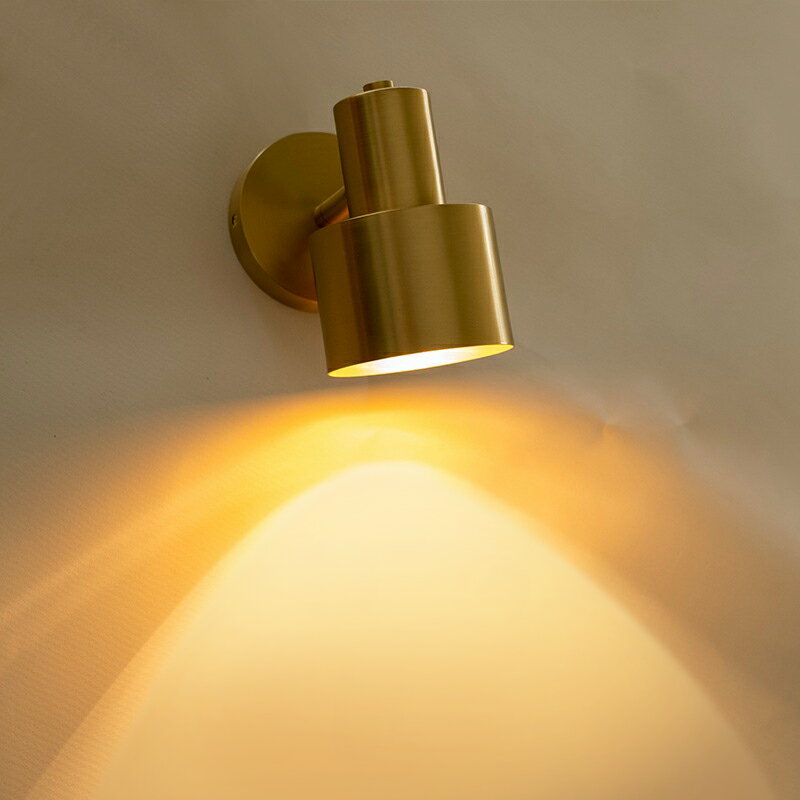 全銅壁燈搖臂墻燈后現代純銅黃銅可轉動床頭閱讀燈左右可調節萬向