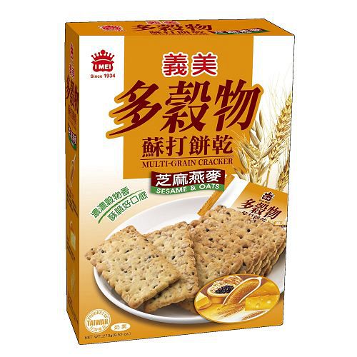 義美多穀物蘇打餅乾-芝麻燕麥270g【愛買】