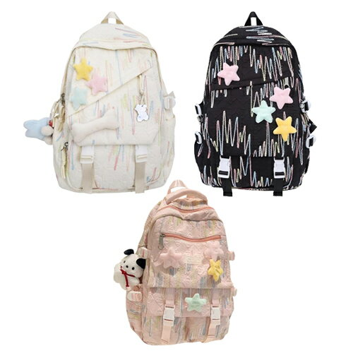 HENRAY亨睿 韓系INS風格潮流後背包(白/黑/粉)可愛 大容量 後背包 背包 書包 休閒 旅行 出遊 好搭【愛買】 1