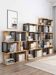 鐵藝書架落地簡約收納置物架客廳創意隔斷多層展示簡易辦公室書柜