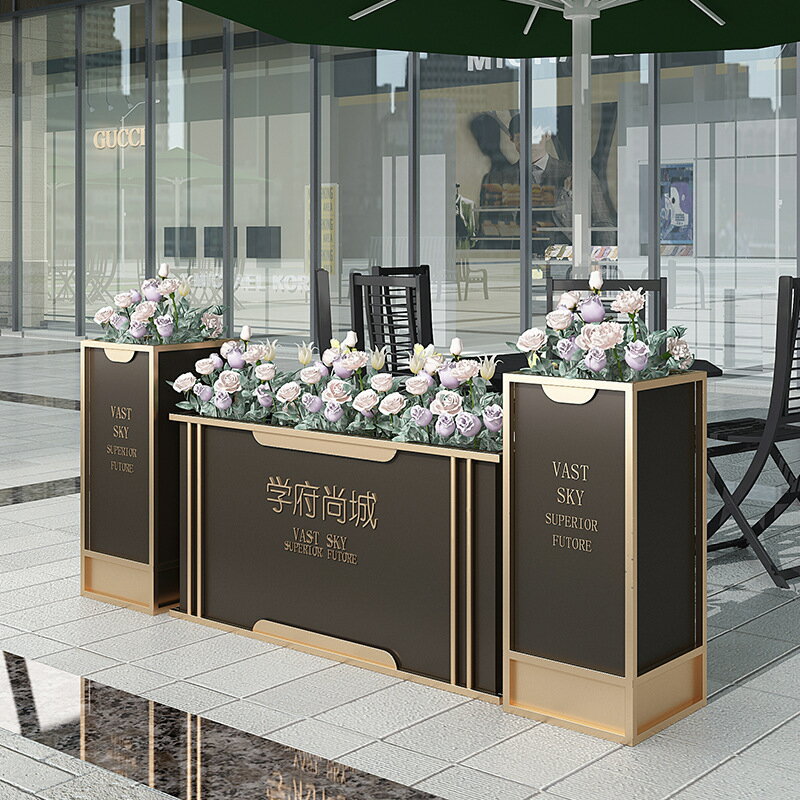 戶外鐵藝花箱花槽創意花壇室外廣場綠化種植箱組合隔斷花架花盆