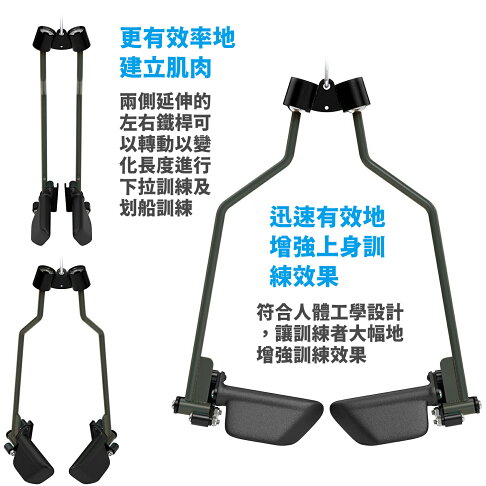 槳式拉背把手/槳式擴背拉桿/槳式划船拉桿/高拉桿/高位下拉桿/練背神器/包膠可調整式握把練背重訓配件下拉配件 21235-1 【Fitek健身網】 3