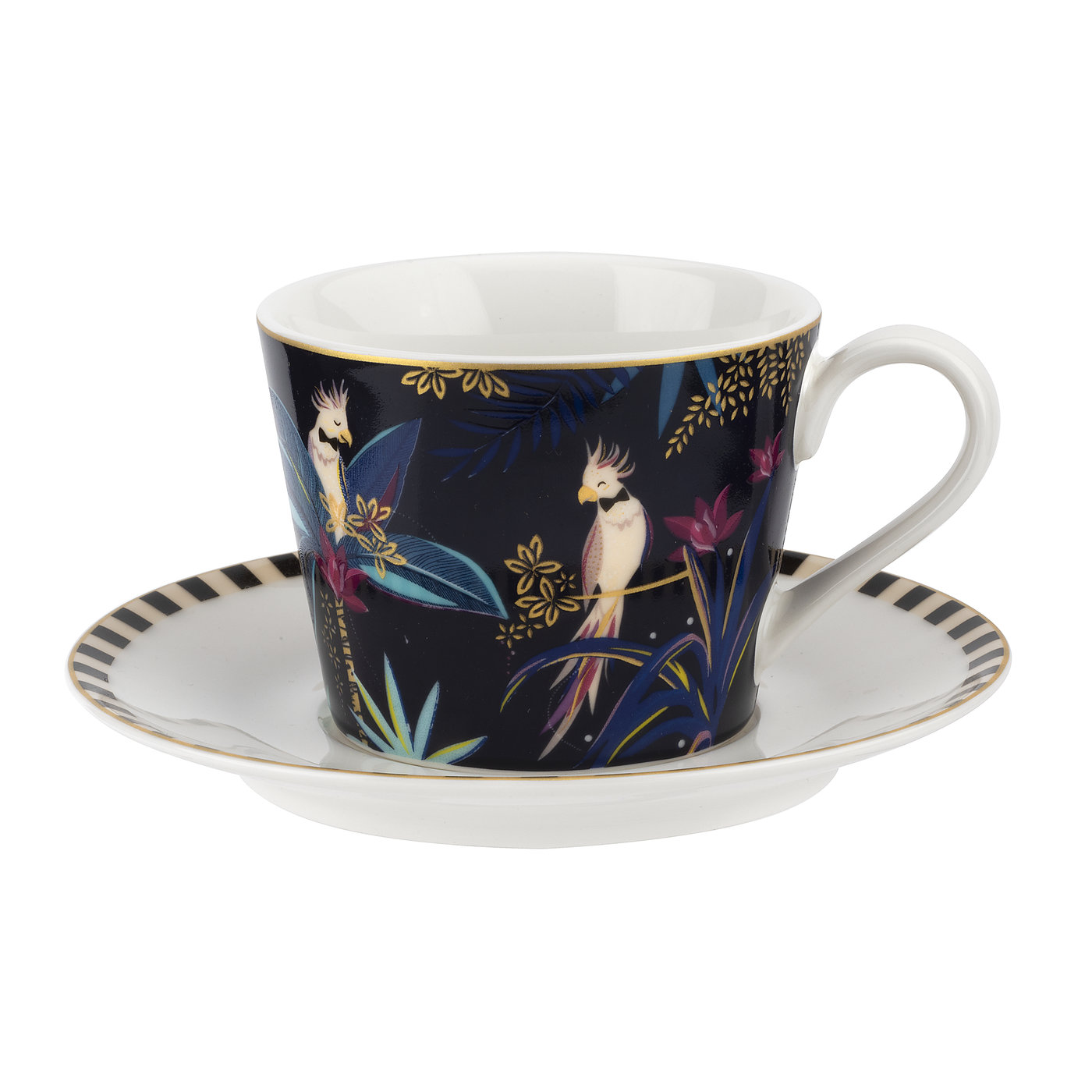 英國Sara Miller 大溪地Tahiti系列200ml杯盤組 杯子 盤子-鸚鵡(附禮盒)
