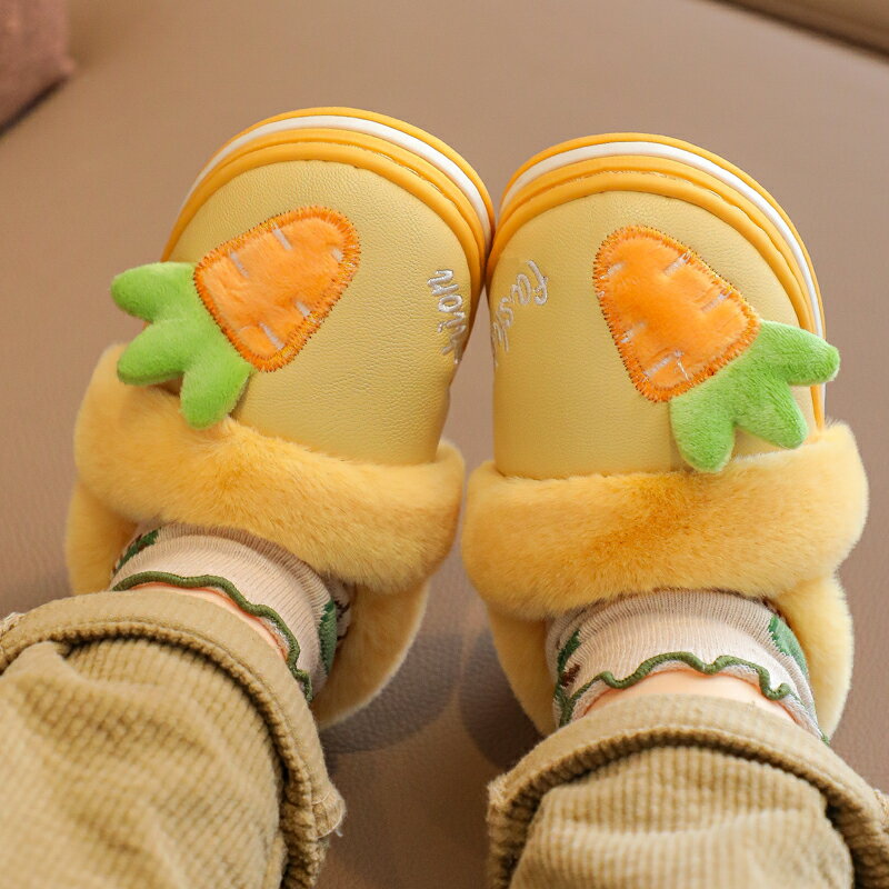 兒童棉拖鞋冬季女童保暖防滑防水男童1-3歲2小童包跟室內寶寶棉鞋