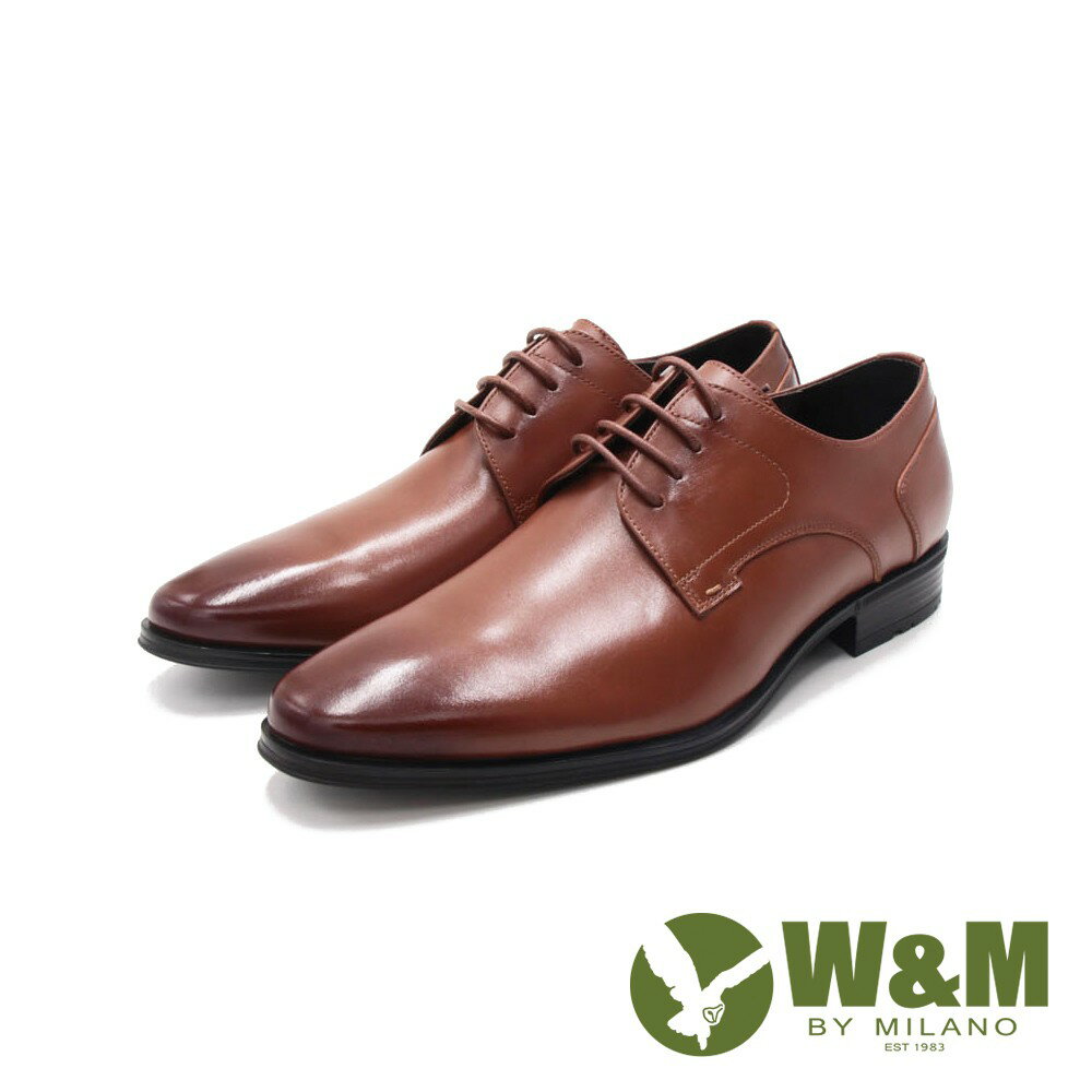 W&M(男)氣墊感 素面綁帶皮鞋 男鞋－棕(另有黑)