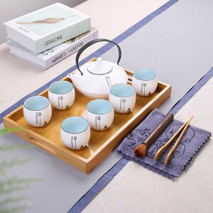 大容量提梁壺家用日式泡茶壺簡約現代辦公室整套陶瓷功夫茶具套裝挪威森林