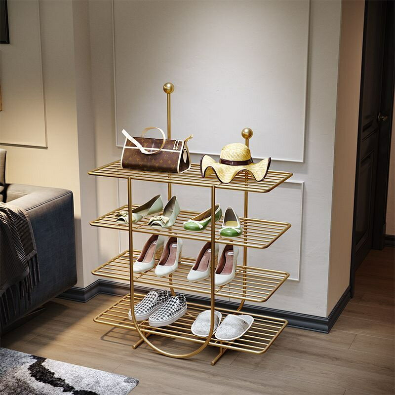 北歐風鐵藝入門鞋架簡易門口多層金屬傢用室內好看網紅鞋櫃