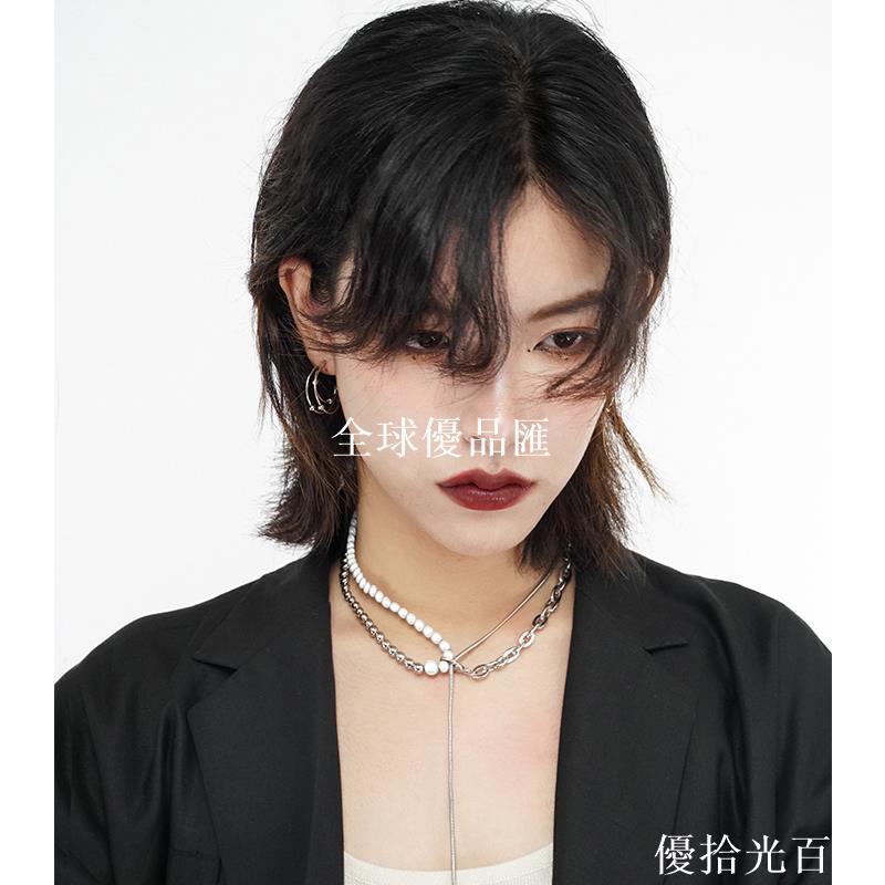 【全球優品匯】SUMIYAKI不對稱珍珠鎖骨鏈2024新款個性小眾設計項鏈女拼接毛衣鏈