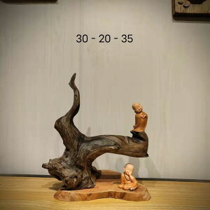 竹根雕漁翁擺件中式手工藝品創意復古家居竹木雕喬遷祝壽開業禮物