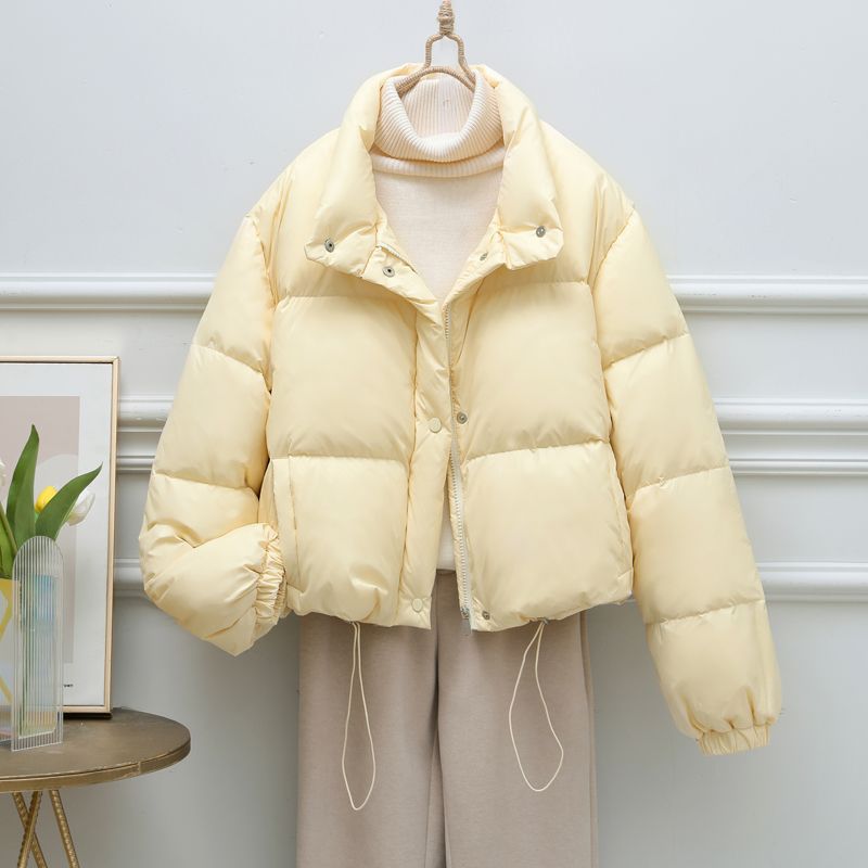 韓版簡約羽絨服女冬季新款立領小個子面包服短款白鴨絨外套