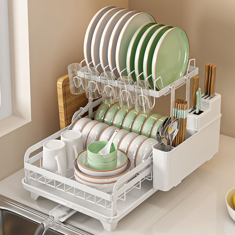 廚房收納架 廚房碗架雙層瀝水架免安裝碗盤碗碟置物架家用多功能碗筷收納架子-快速出貨