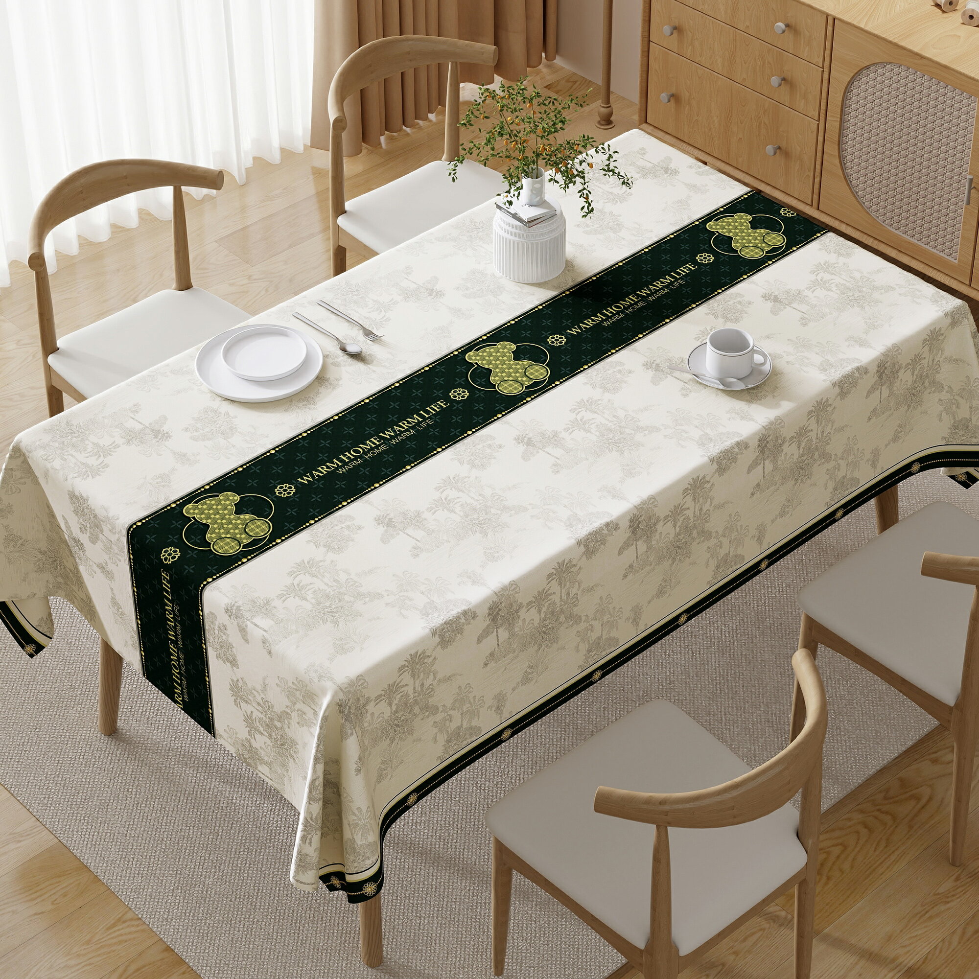 新款桌布免洗防油防水防燙客廳茶幾餐桌家用長方形臺布輕奢高級感