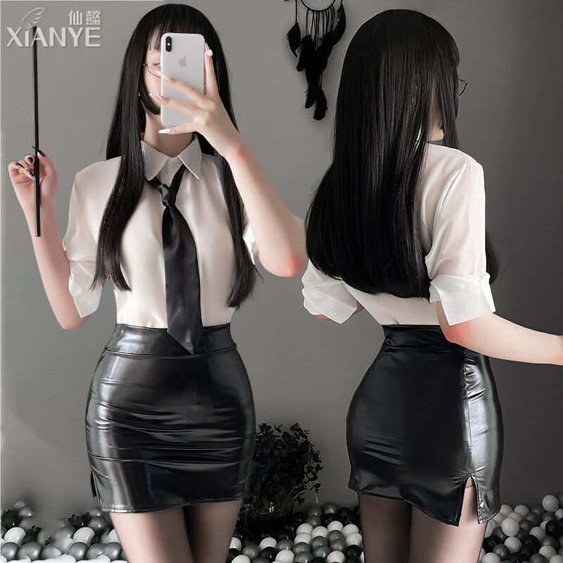 免運 仙懿情趣內衣女秘書制服誘惑角色扮演教師襯衫皮短裙性感套裝408 可開發票