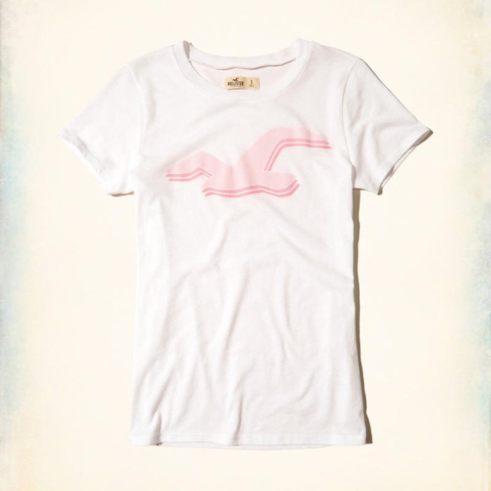 美國百分百【Hollister Co.】T恤 HCO 短袖 T-shirt 海鷗 logo 女 XS S號 白 H863