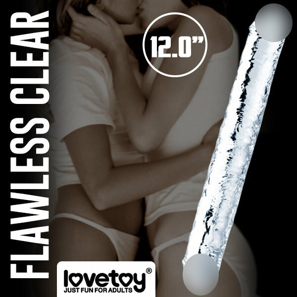 雙頭龍 逼真按摩棒 假陽具 12吋 完美無瑕 性愛晶透 透明矽膠按摩棒【本商品含有兒少不宜內容】