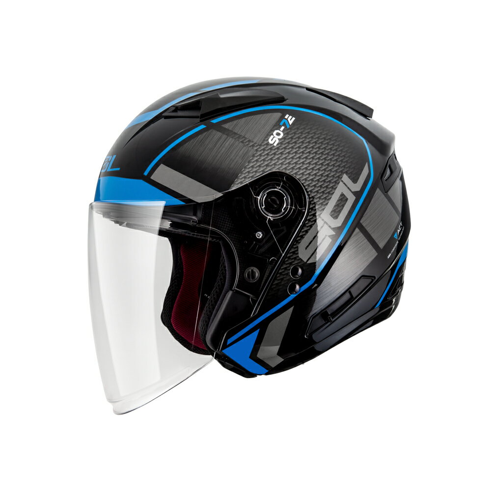 【SOL Helmets】SO-7E開放式安全帽 (幻影_黑/藍) ｜ SOL安全帽官方商城