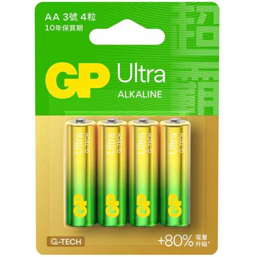 GP 超霸 Ultra 鹼性電池 AA 3號 4入