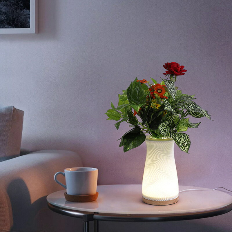 3D打印可插花花瓶臺燈網紅INS風客廳氛圍小夜燈臥室床頭燈裝飾燈